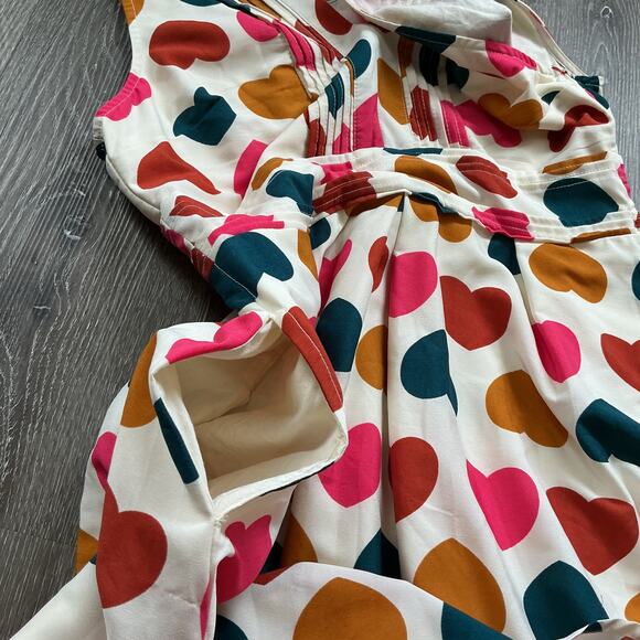 Modcloth Multicolor Pintuck A Line Heart Dress Large Valentine - Picture 11 of 13